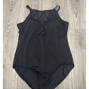 Catalina Suddenly Slim One Piece Swimsuit‎ XL Black Mesh High Neck 16–18